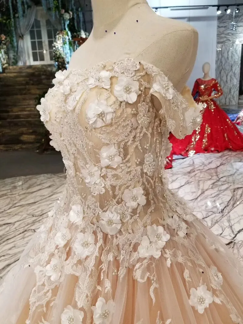 Sweetheart off the shoulder 3d flowers party dresses