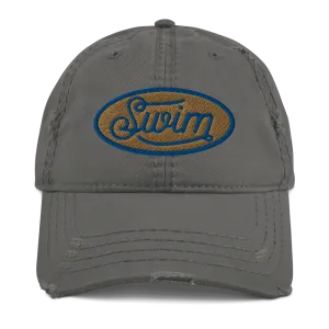Swimmer Hat Distressed Vintage Swim Embroidery
