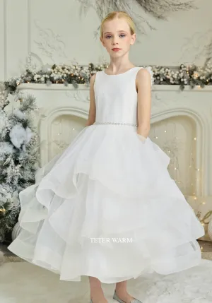 Teter Warm Girls Communion Off White Dress DS03