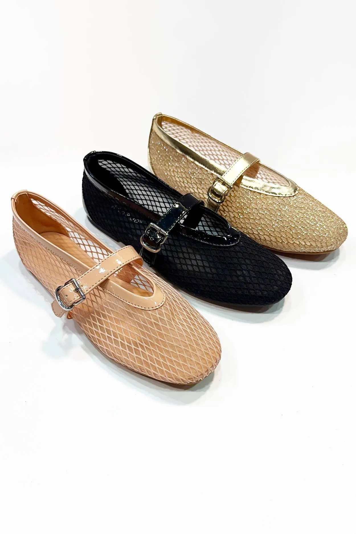 Thea Silver Mesh Ballet Flats