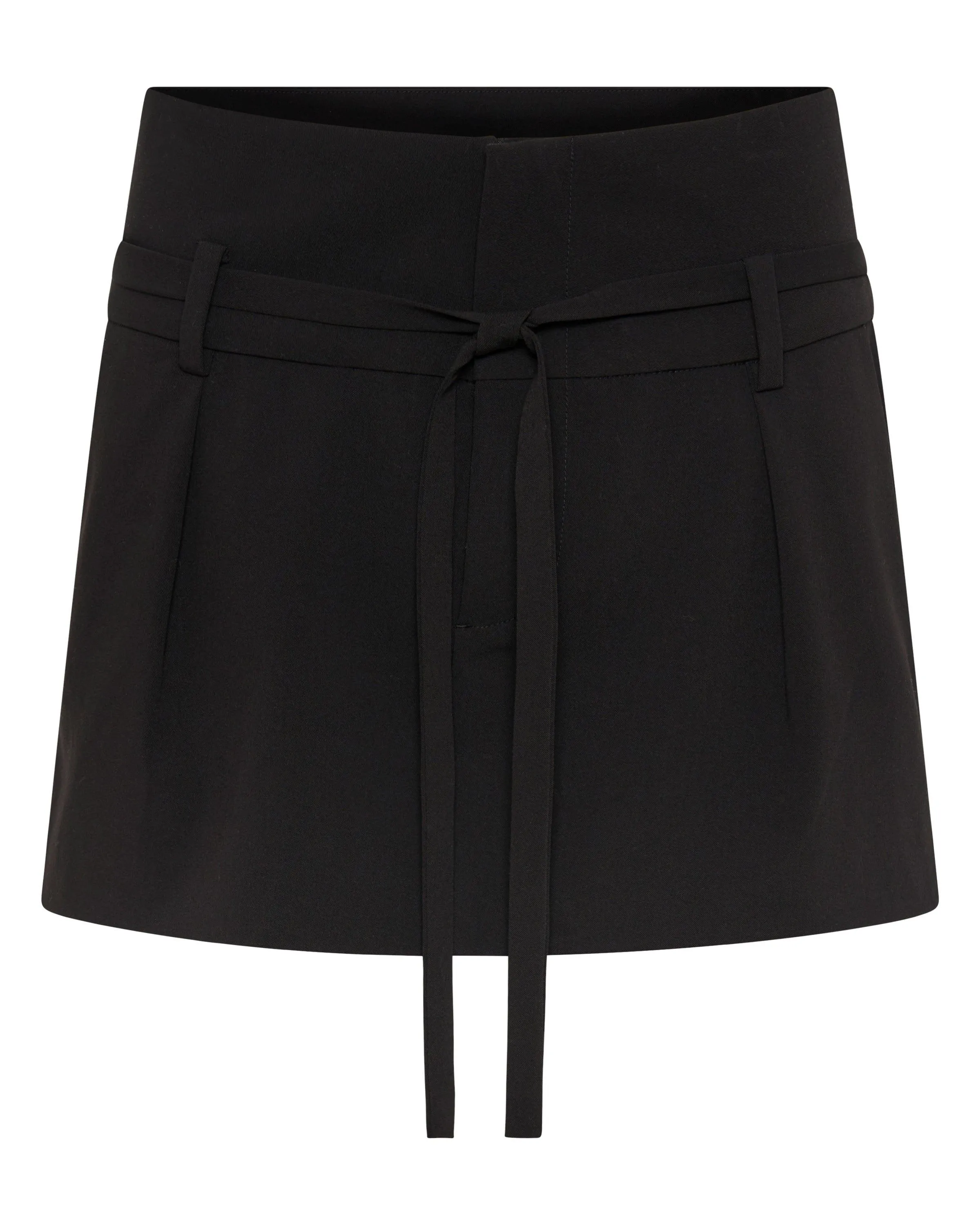 TIE UP TAILORED MINI SKIRT | BLACK