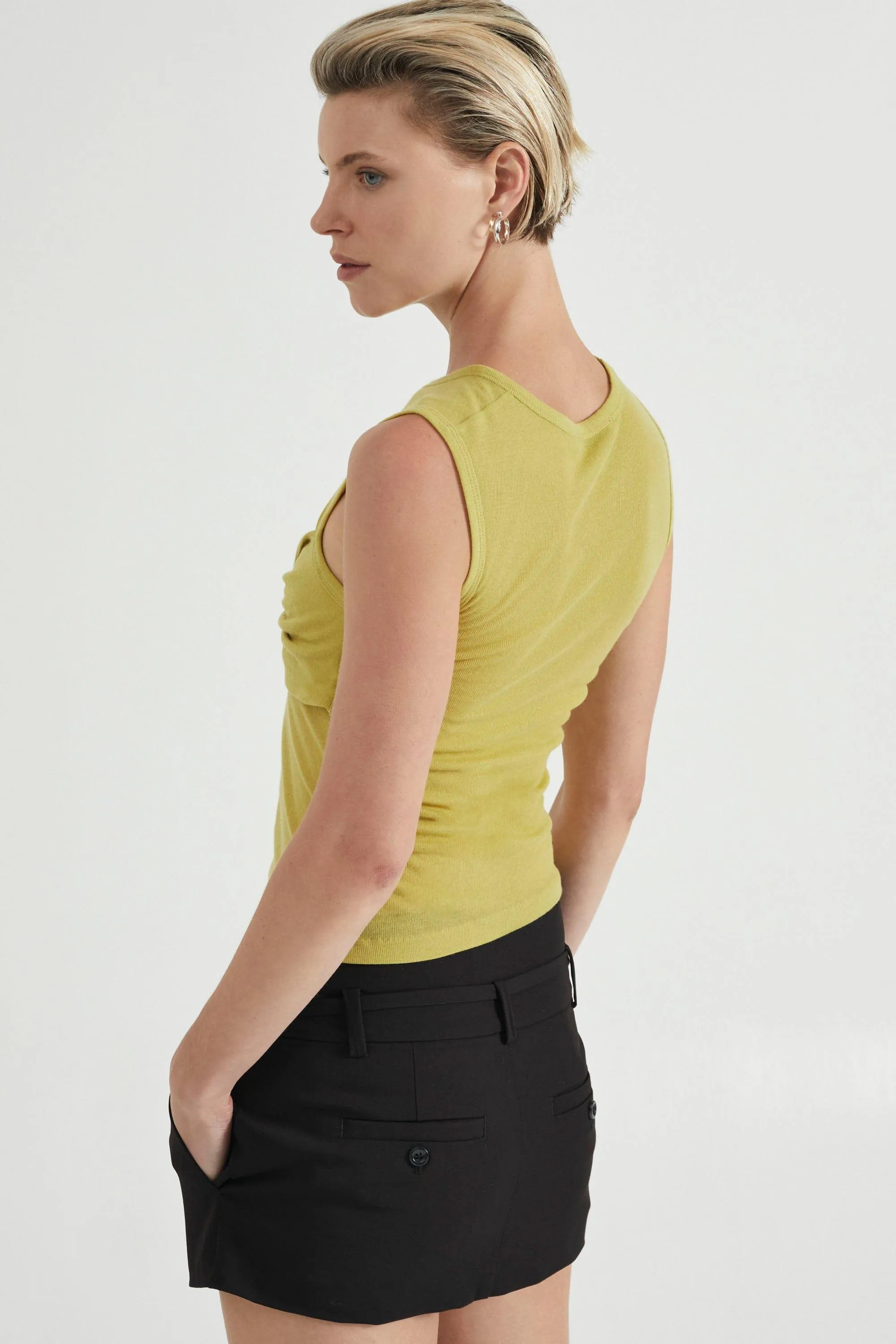 TIE UP TAILORED MINI SKIRT | BLACK
