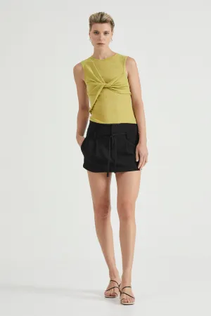 TIE UP TAILORED MINI SKIRT | BLACK