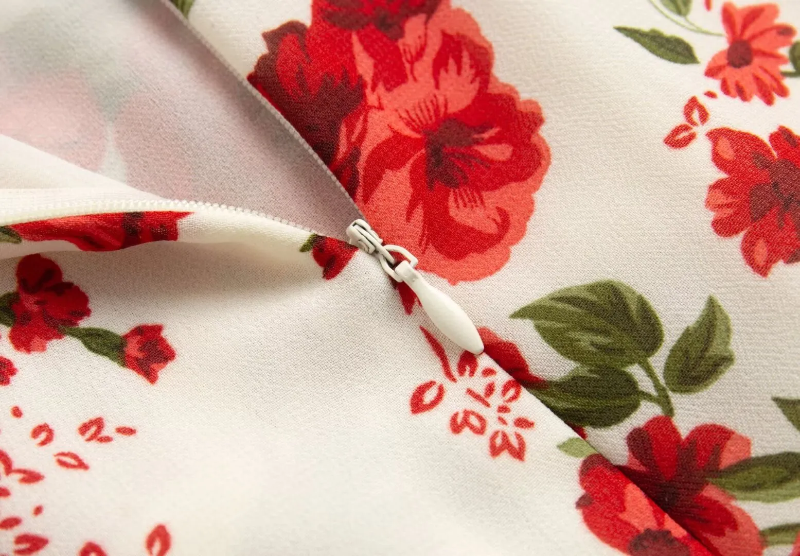 Tied Strap Red Floral Fit and Flare Mini Dress