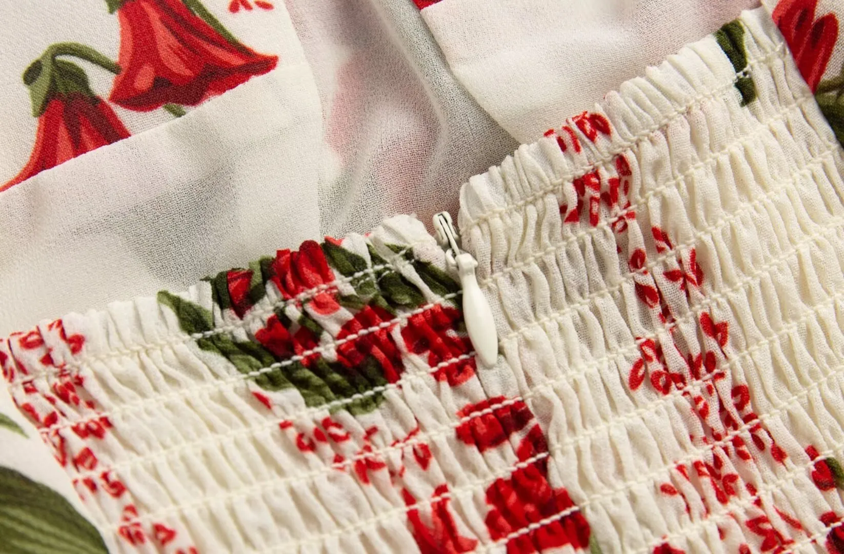 Tied Strap Red Floral Fit and Flare Mini Dress
