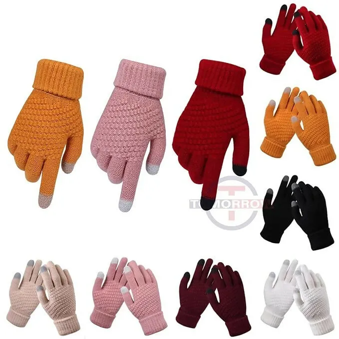 Tomorrow Winter Touchscreen Gloves Unisex Wool Knit, Warm & Stylish (MultiColours)
