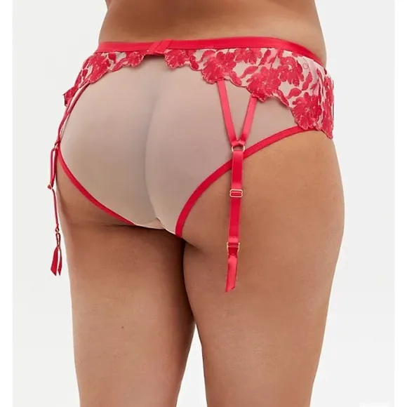 Torrid RASPBERRY PINK MESH GARTER BELT