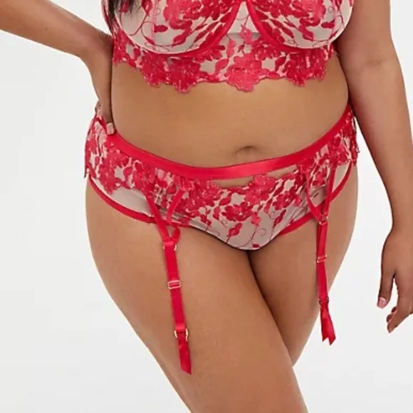 Torrid RASPBERRY PINK MESH GARTER BELT