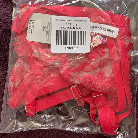Torrid RASPBERRY PINK MESH GARTER BELT