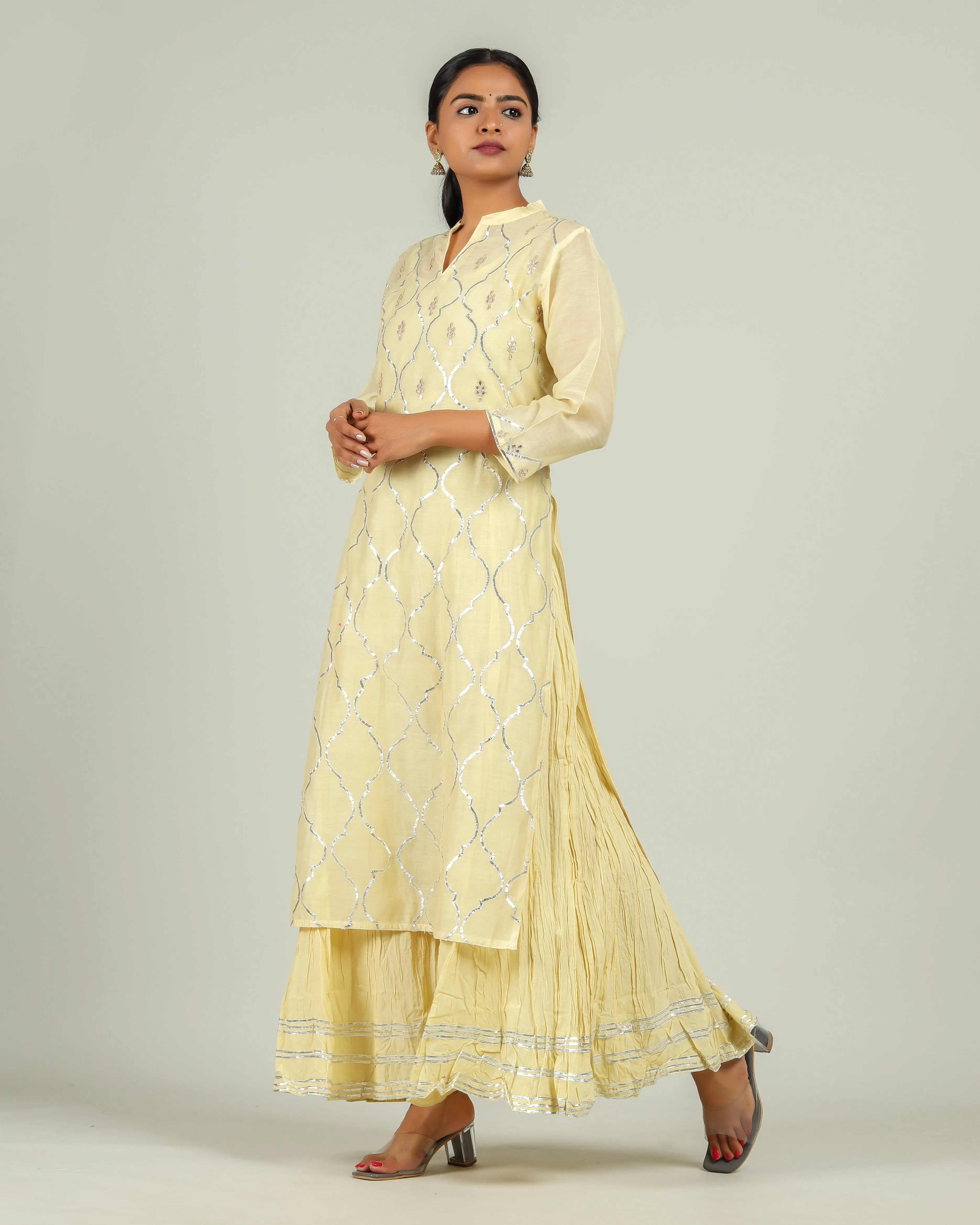 Touch of Sunshine Gota Work Chanderi Kurta Set