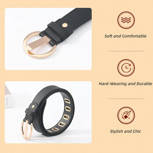 Trendy Round Buckle Belt for Women – Black
