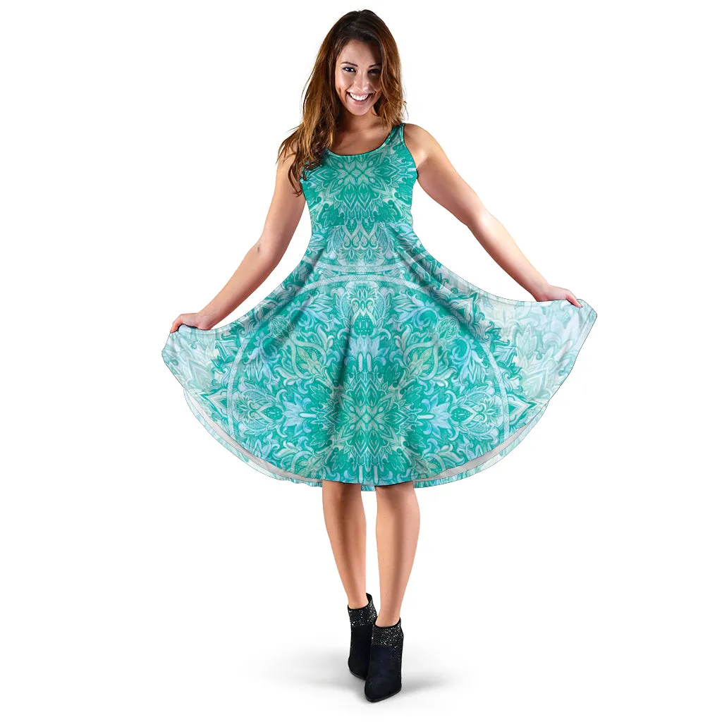Turquoise Mandala Midi Dress