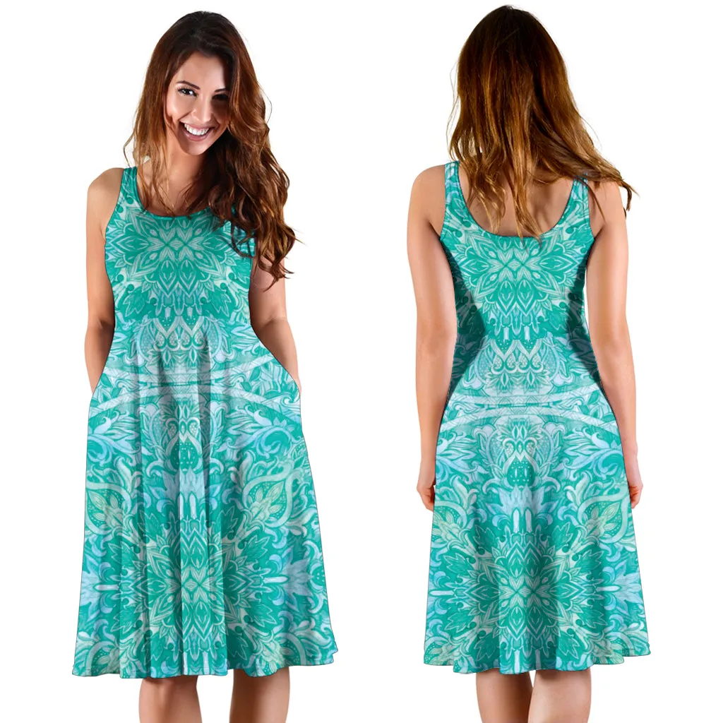 Turquoise Mandala Midi Dress