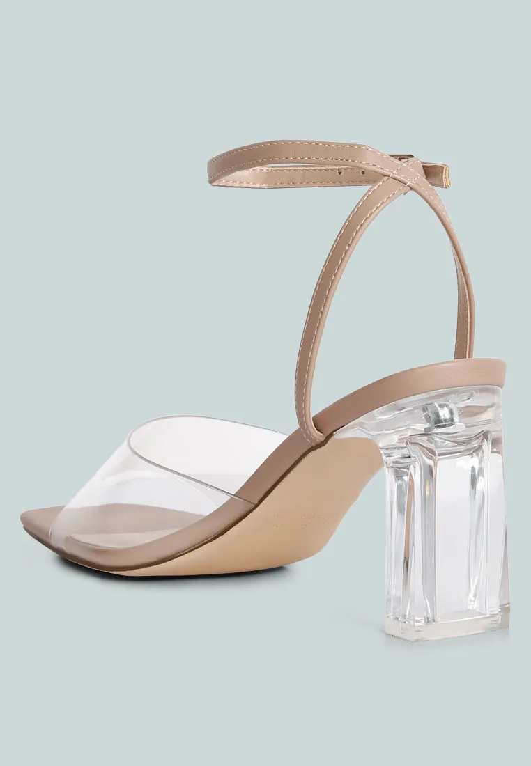 Twinkle Clear Block Heel Sandal By Ruw