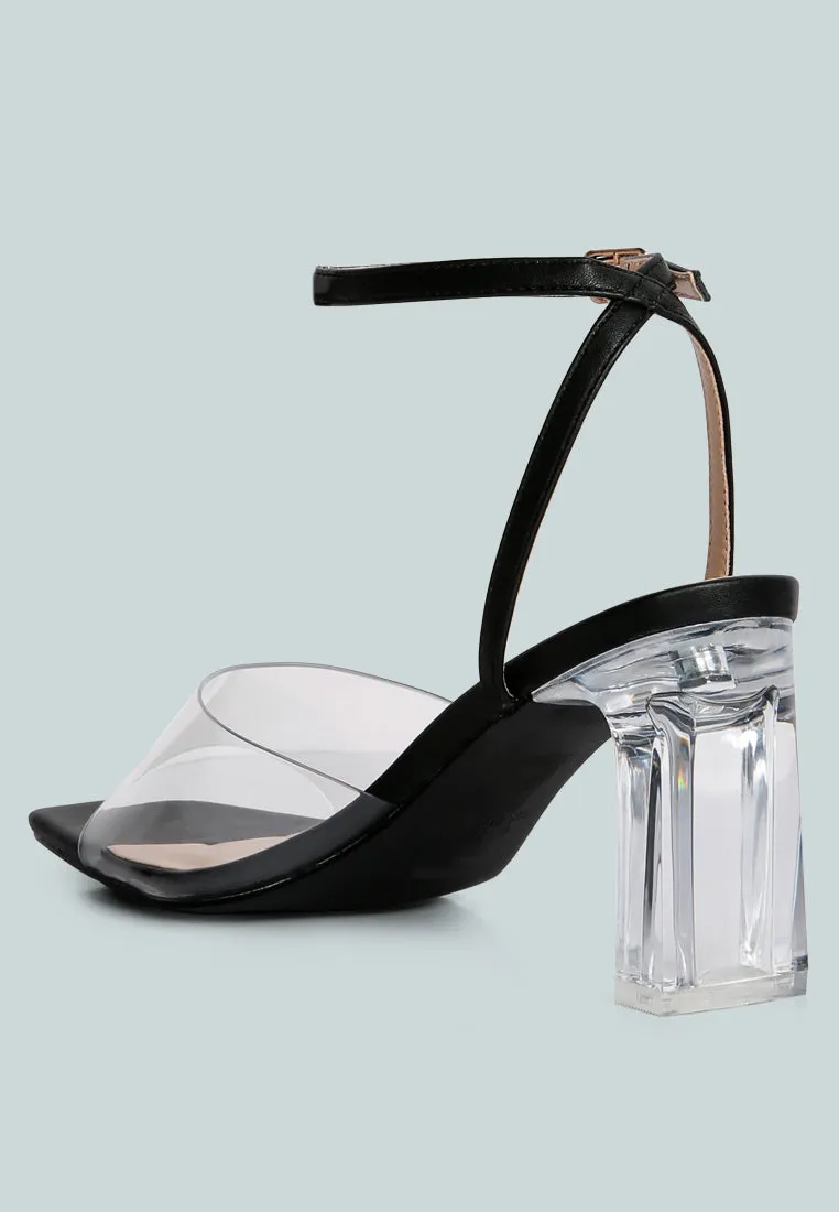 Twinkle Clear Block Heel Sandal By Ruw