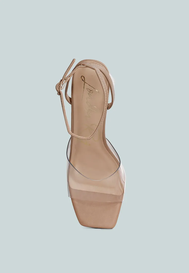 Twinkle Clear Block Heel Sandal By Ruw