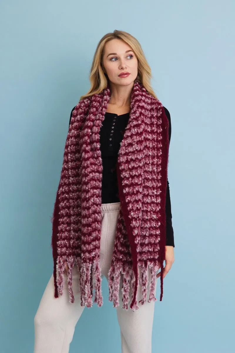 ultra soft chenille tassel scarf