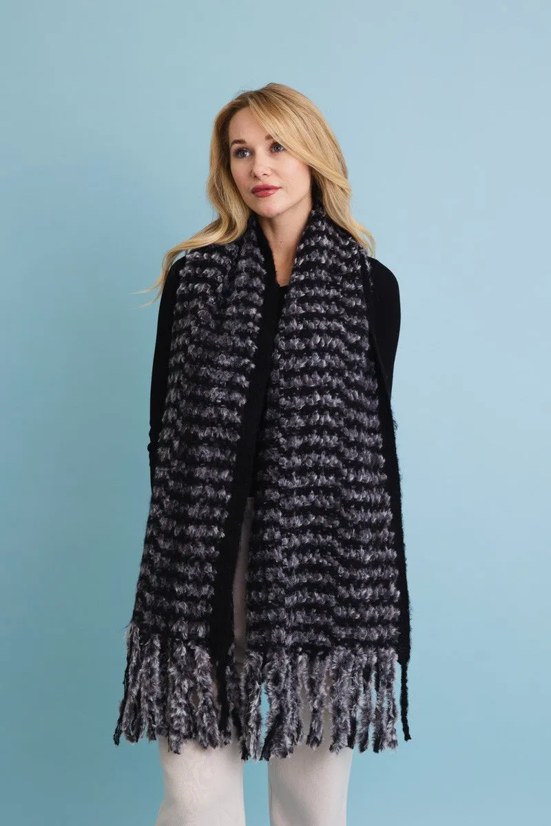 ultra soft chenille tassel scarf