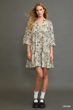 Umgee Floral Print Mini Dress