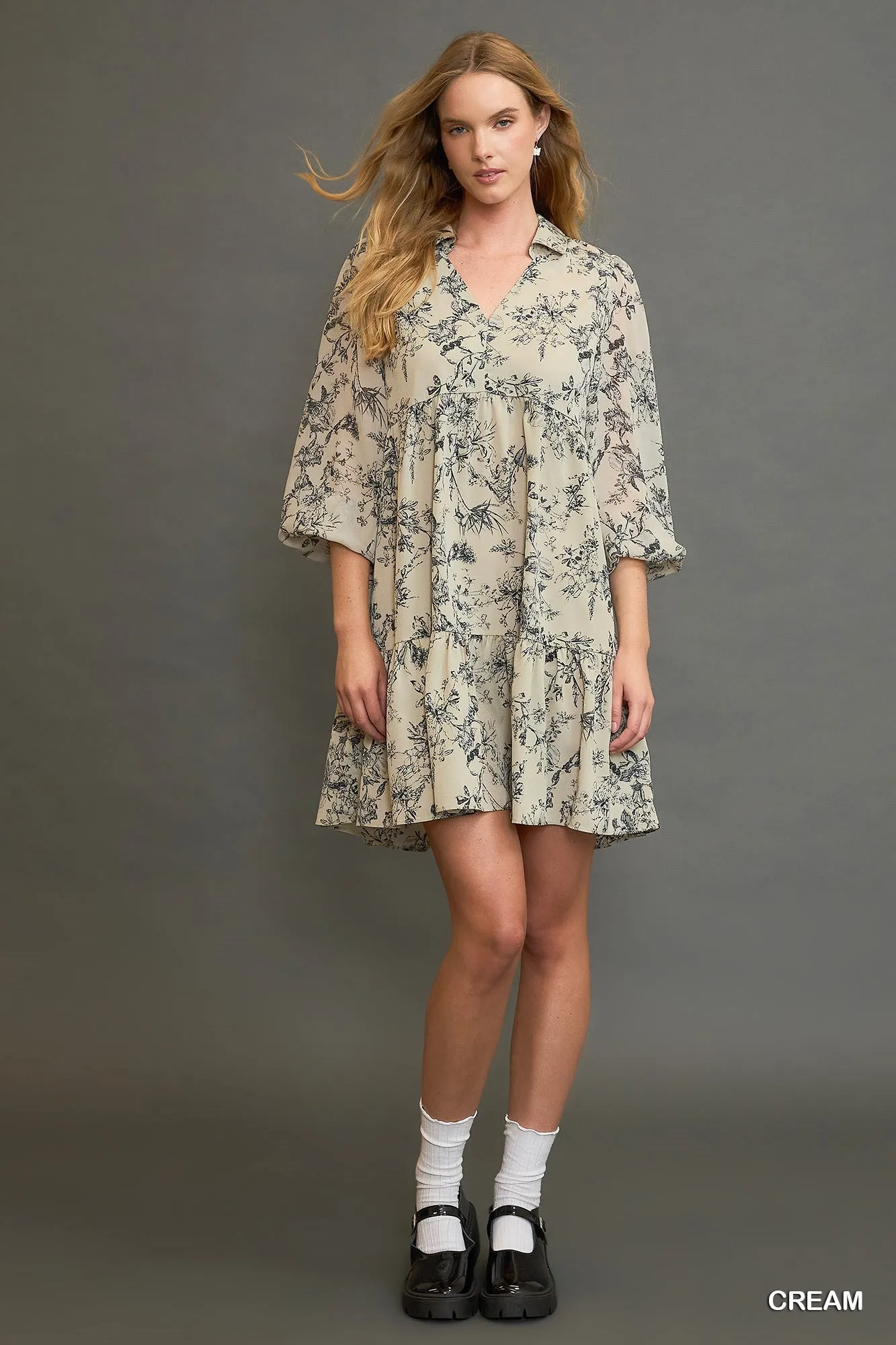 Umgee Floral Print Mini Dress