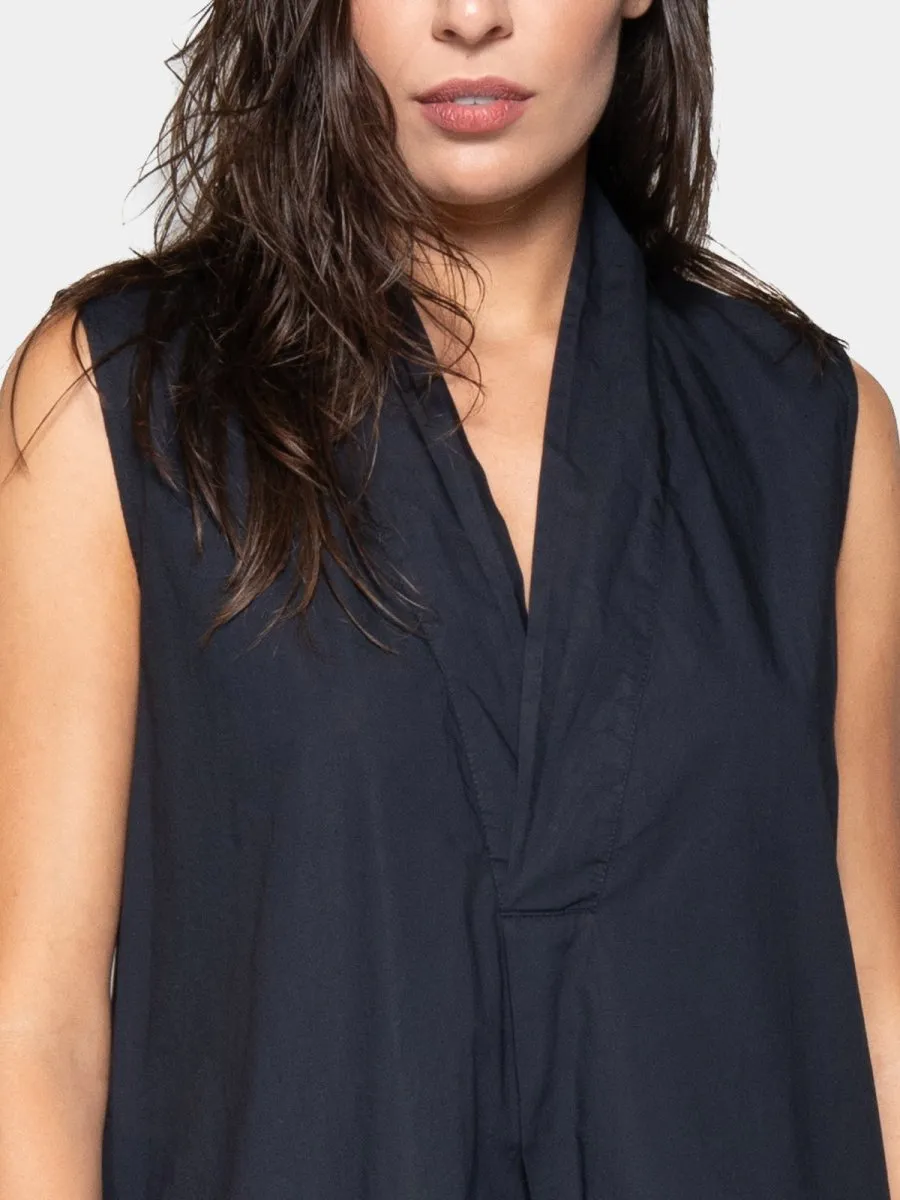 V-Neck Sleeveless Organic Cotton Midi Dress
