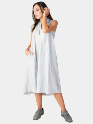 V-Neck Sleeveless Organic Cotton Midi Dress