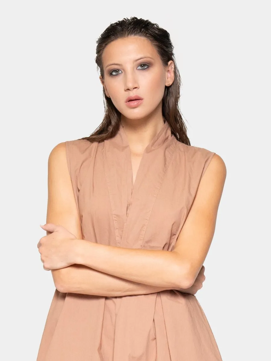 V-Neck Sleeveless Organic Cotton Midi Dress