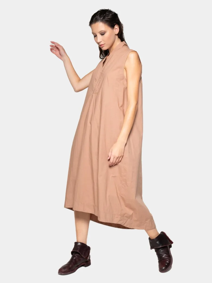 V-Neck Sleeveless Organic Cotton Midi Dress