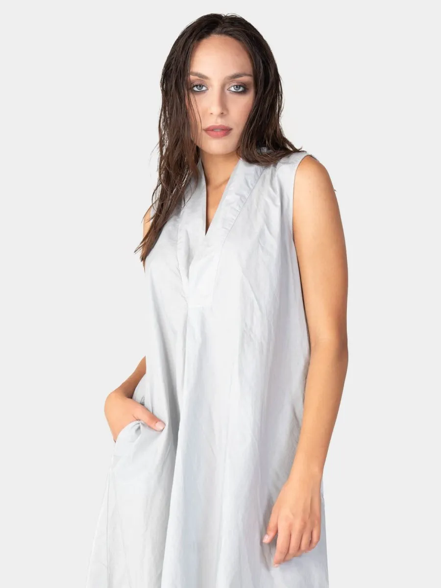 V-Neck Sleeveless Organic Cotton Midi Dress