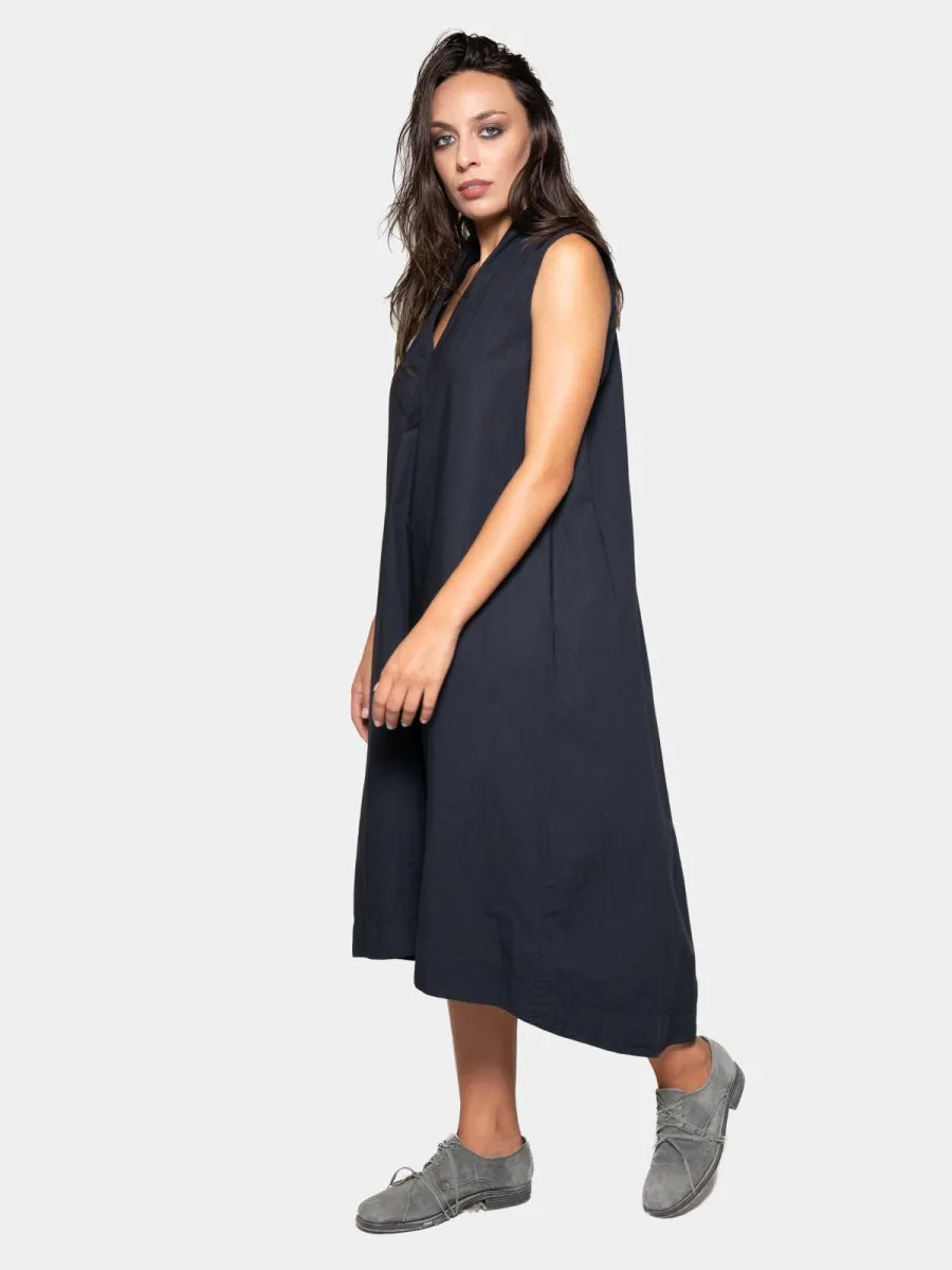 V-Neck Sleeveless Organic Cotton Midi Dress