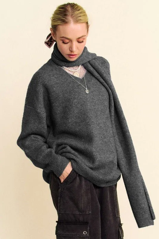 V-Neck Sweater with Scarf Set
