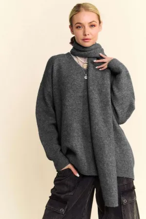 V-Neck Sweater with Scarf Set