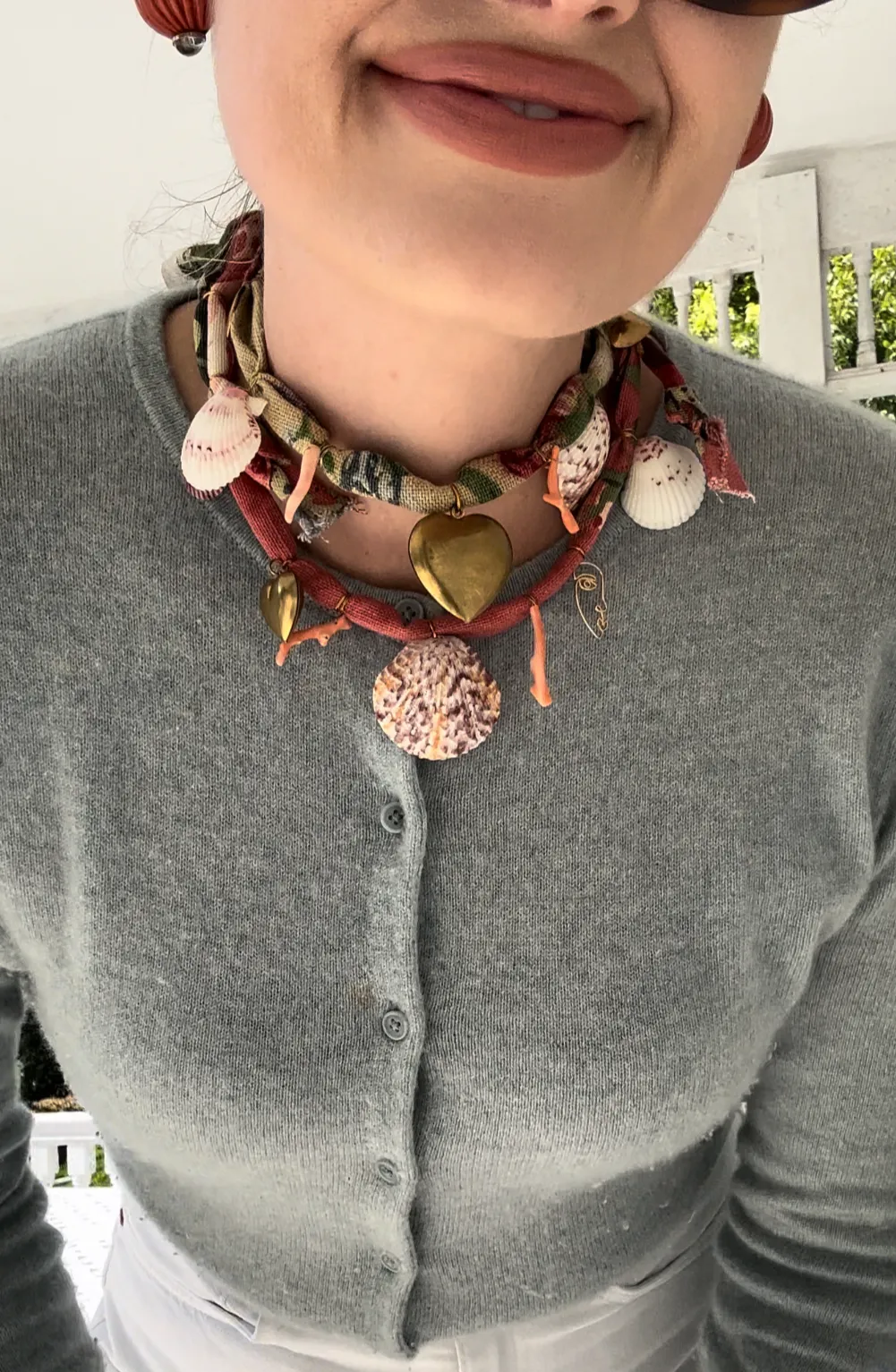 Vintage Floral Chintz Fabric Charm Necklace