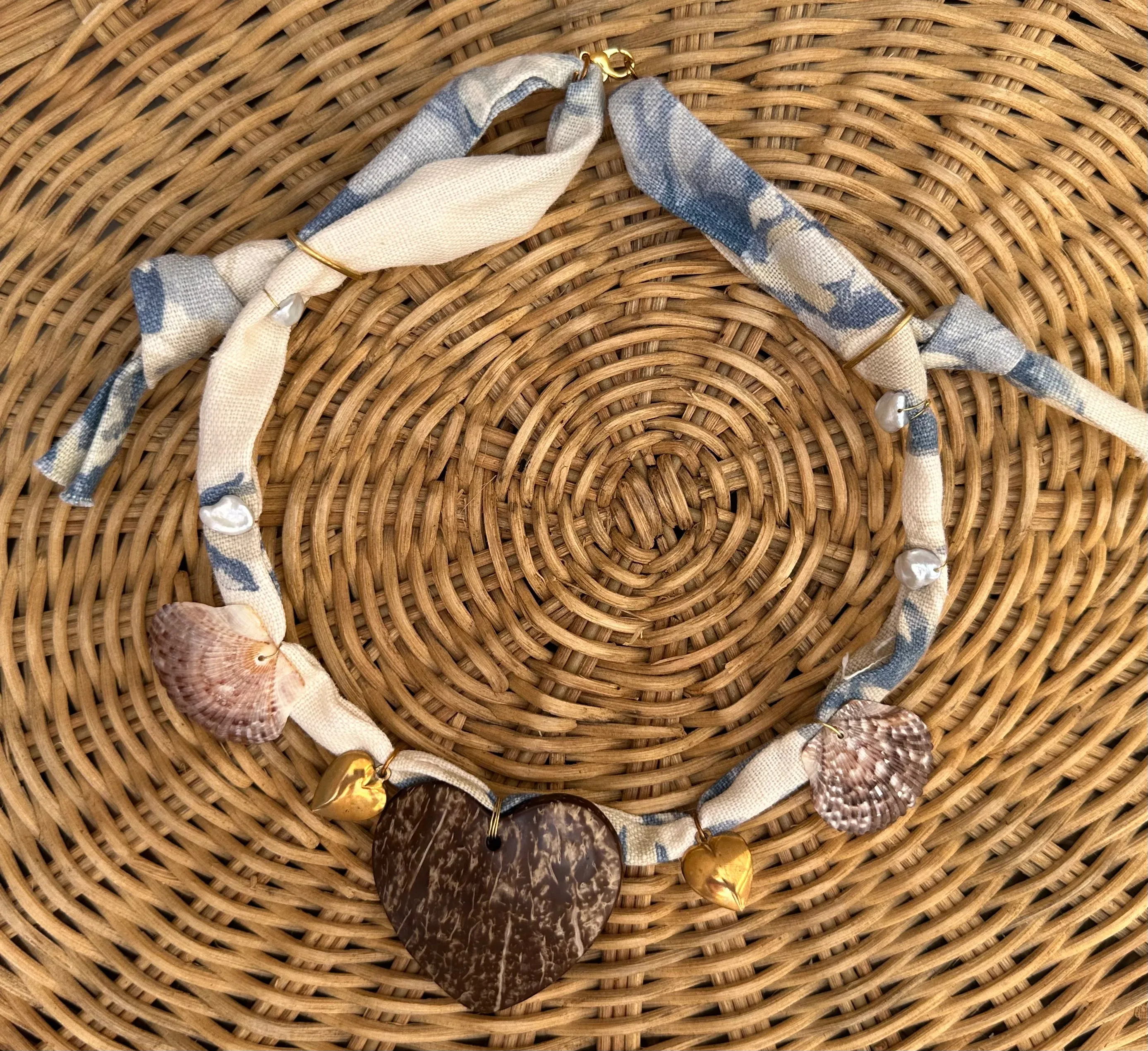 Vintage Floral Chintz Fabric Charm Necklace