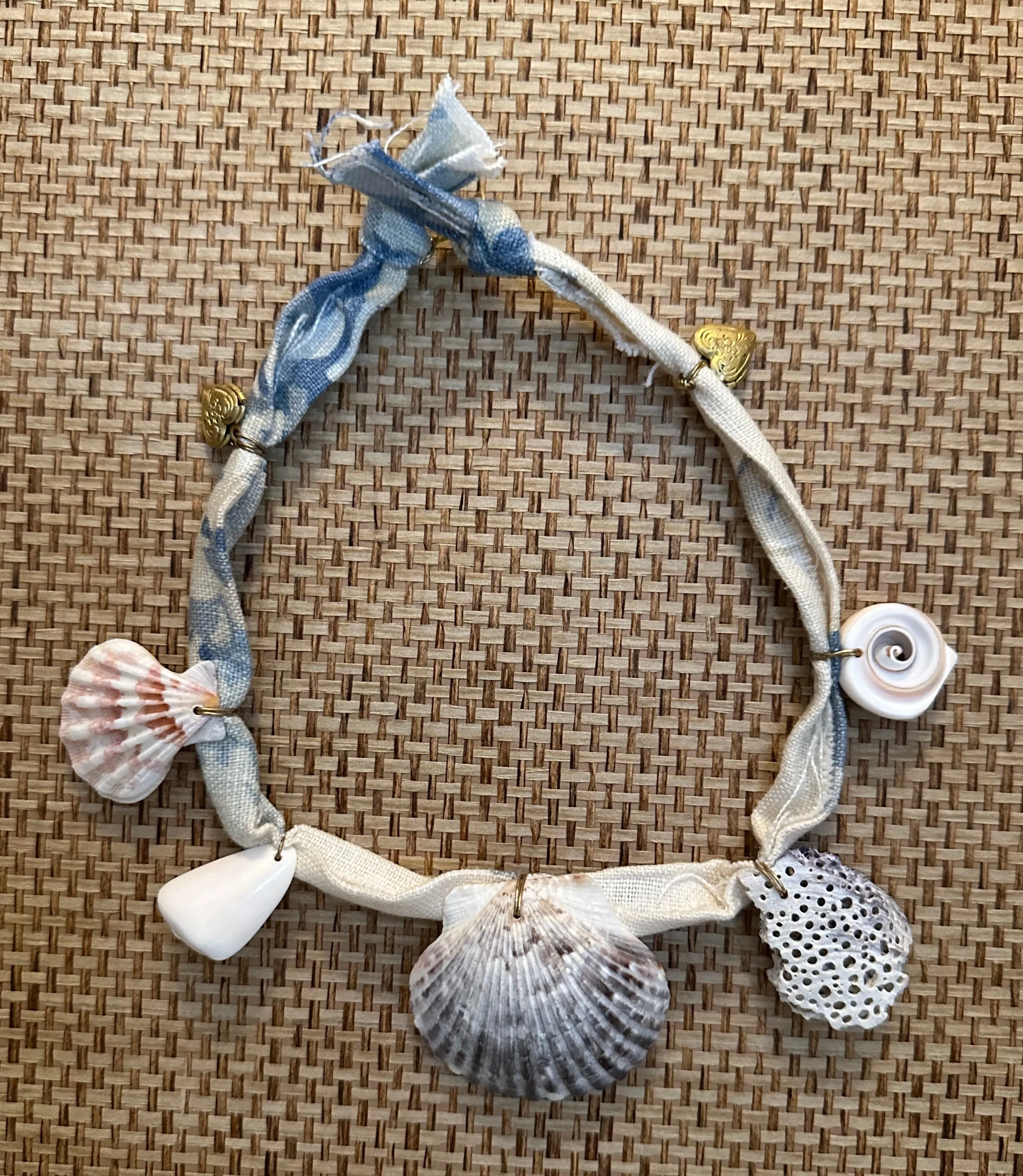 Vintage Floral Chintz Fabric Charm Necklace