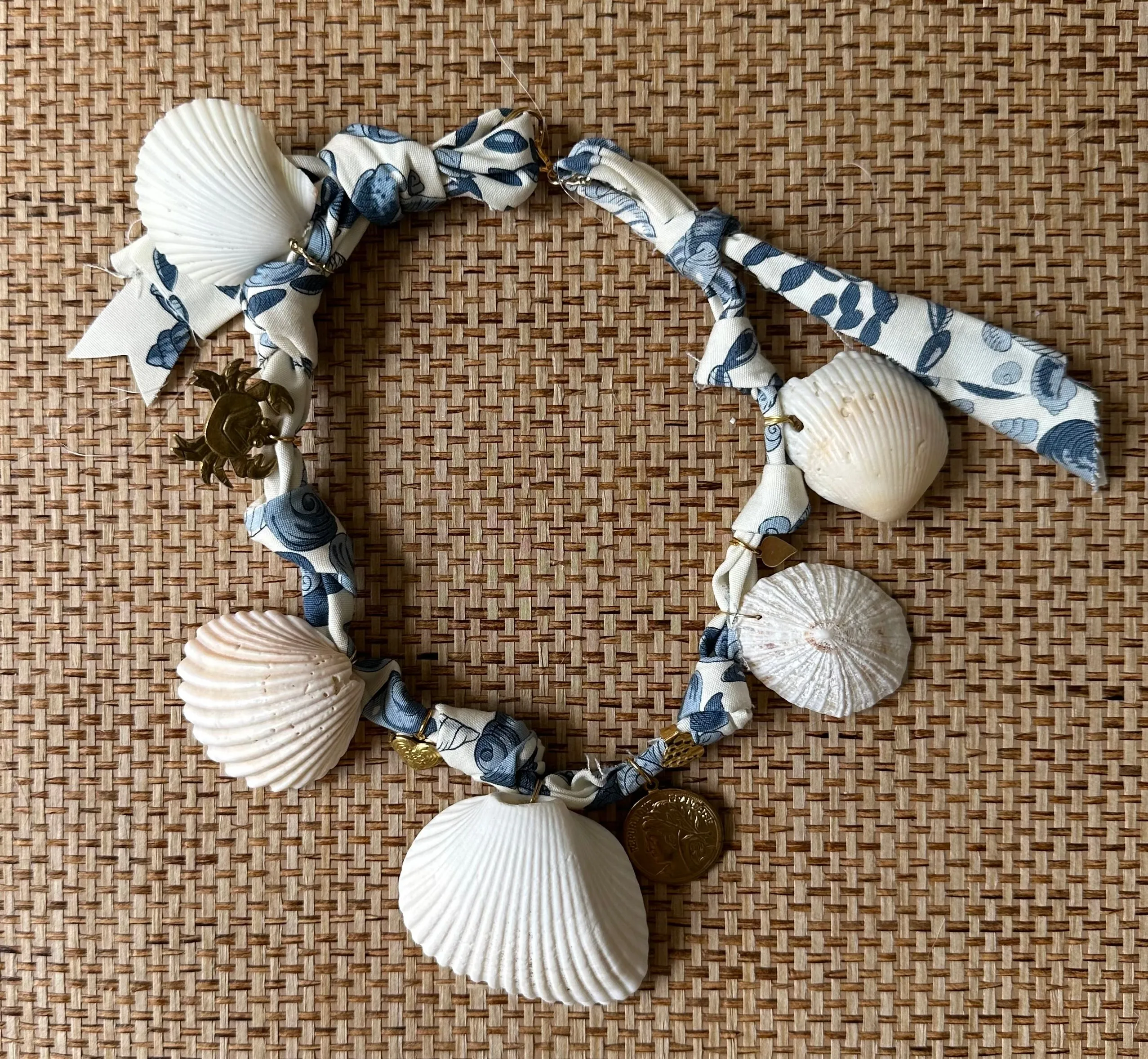 Vintage Floral Chintz Fabric Charm Necklace