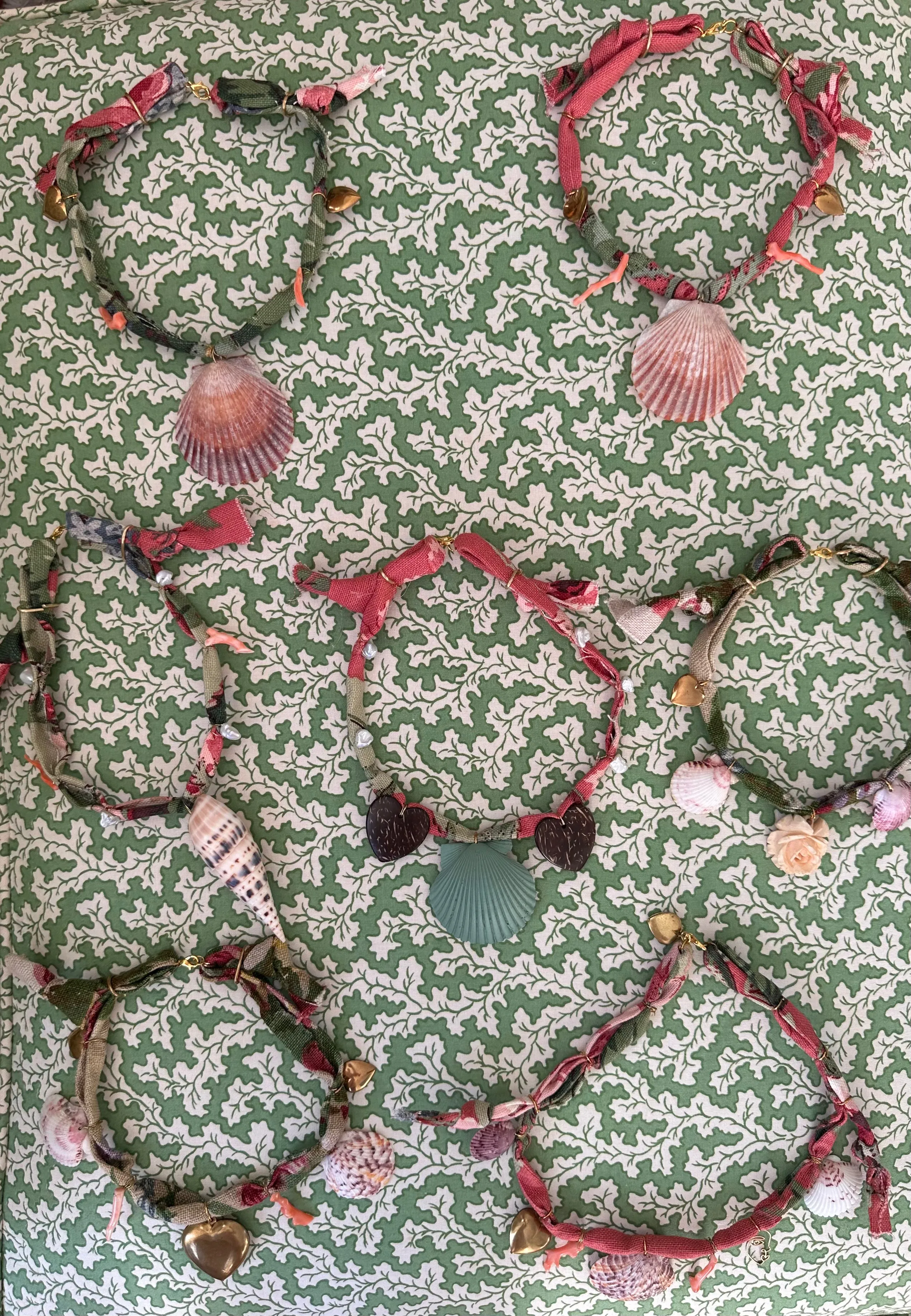 Vintage Floral Chintz Fabric Charm Necklace