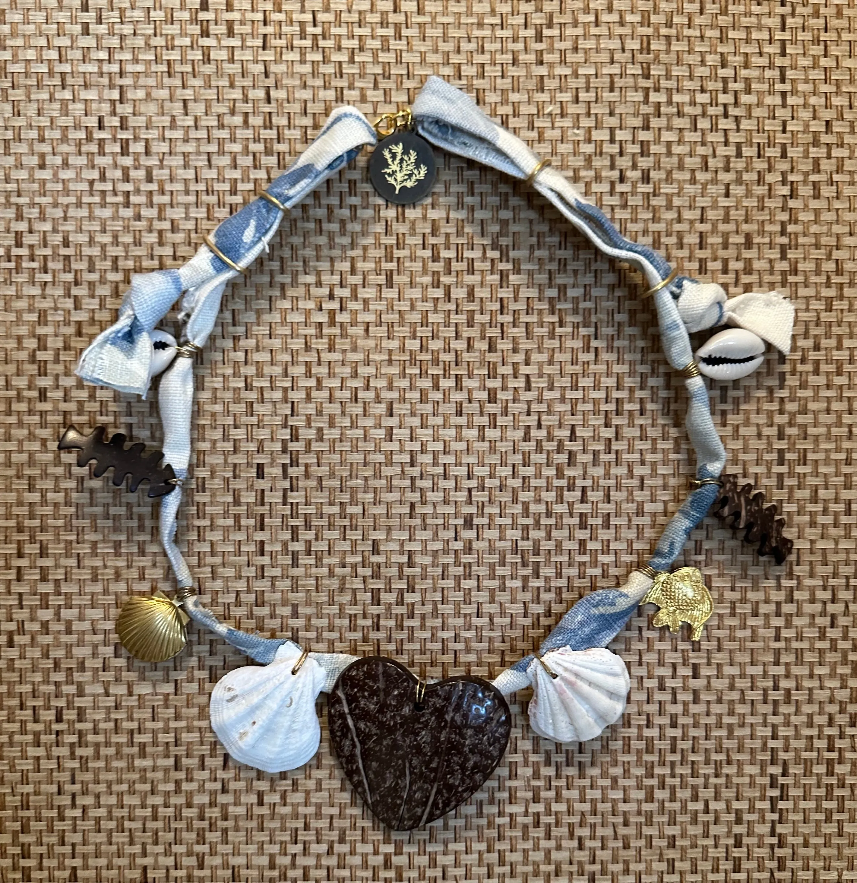 Vintage Floral Chintz Fabric Charm Necklace