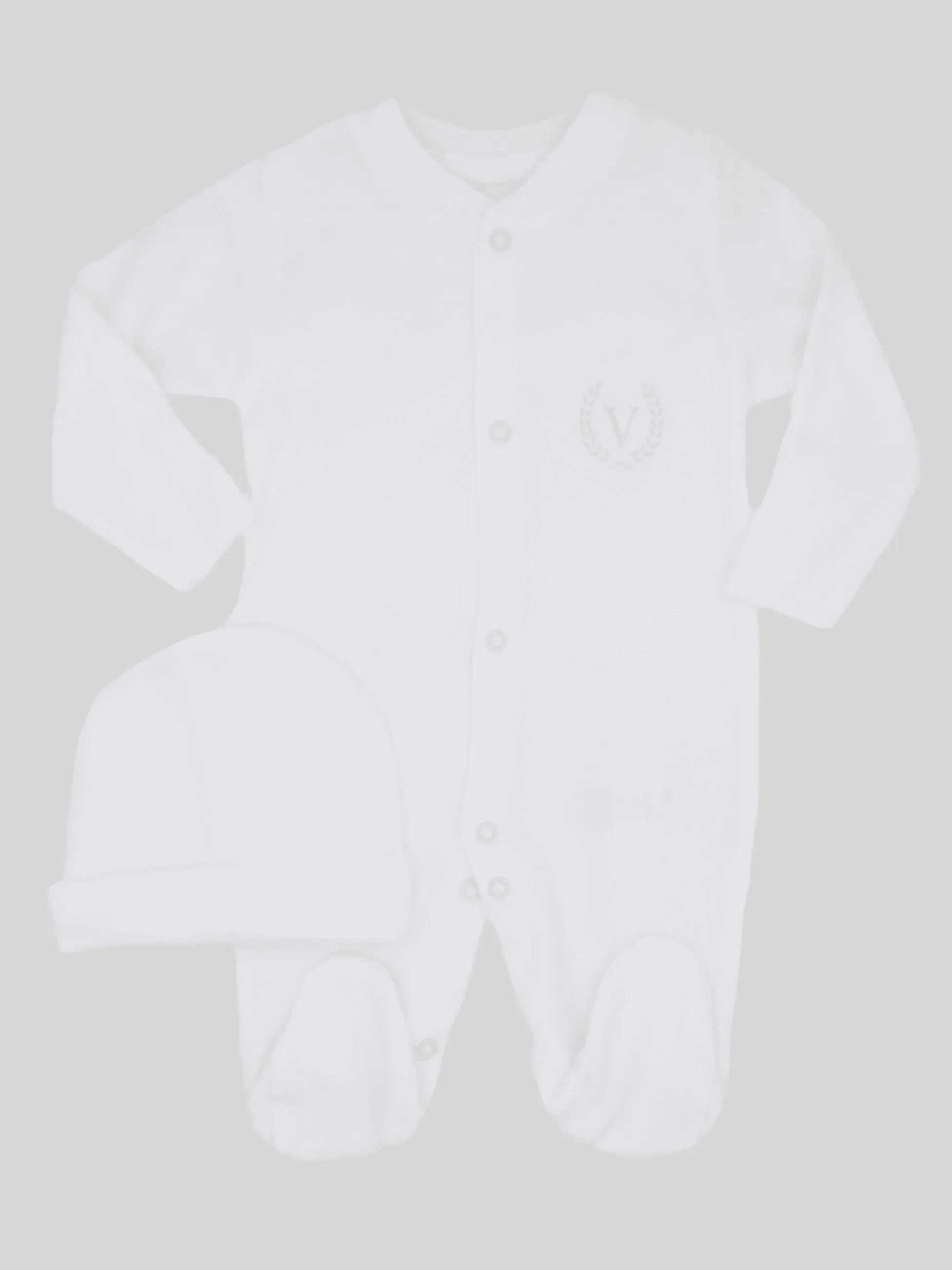 Visara Sleepsuit & Hat Set - White