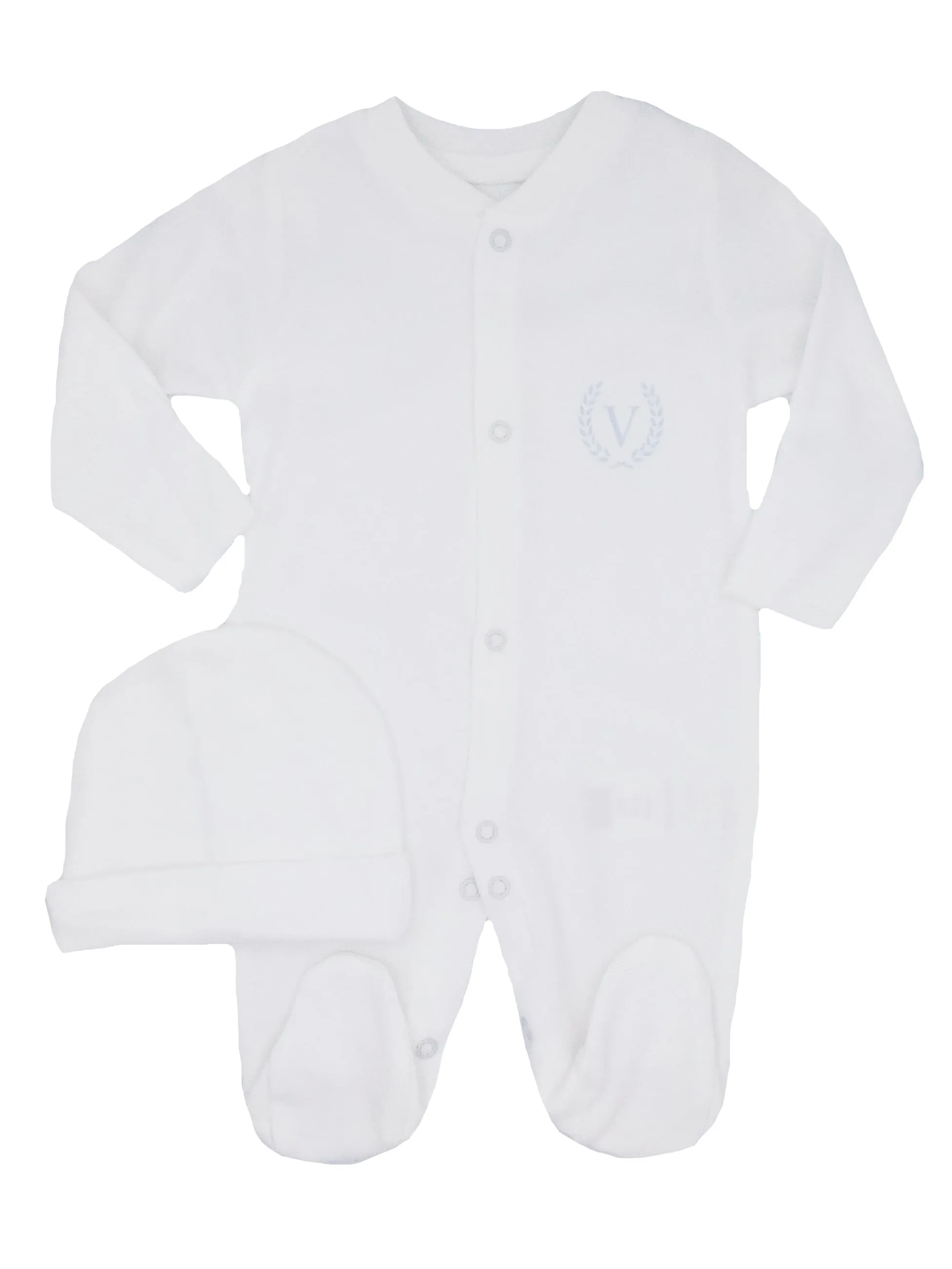Visara Sleepsuit & Hat Set - White