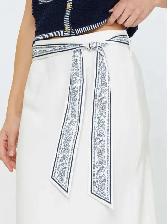 Waist Scarf Detail Midi Skirt