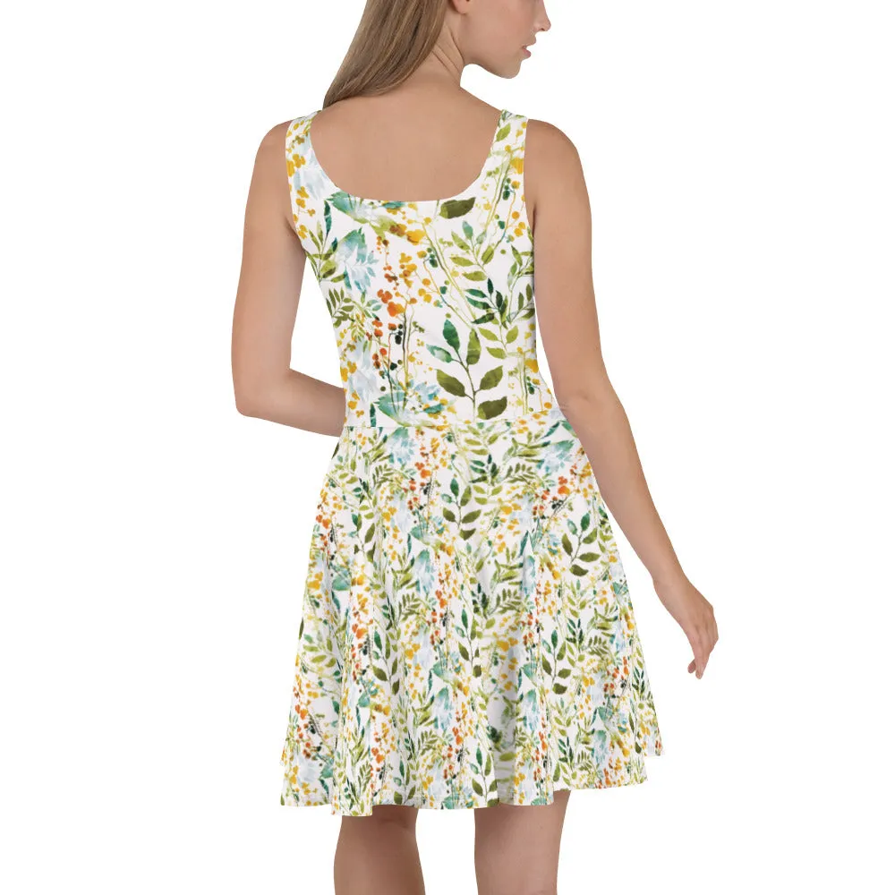Watercolor Leaves - Skater Dress