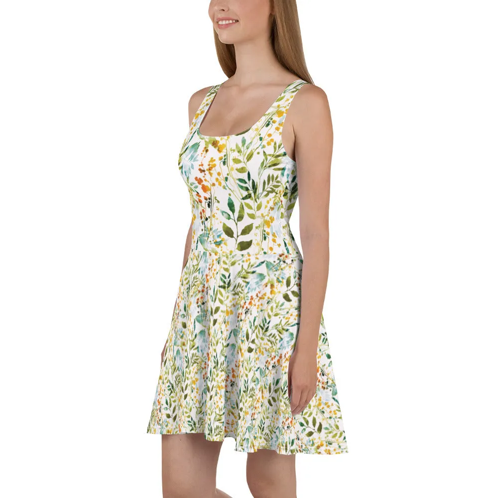 Watercolor Leaves - Skater Dress