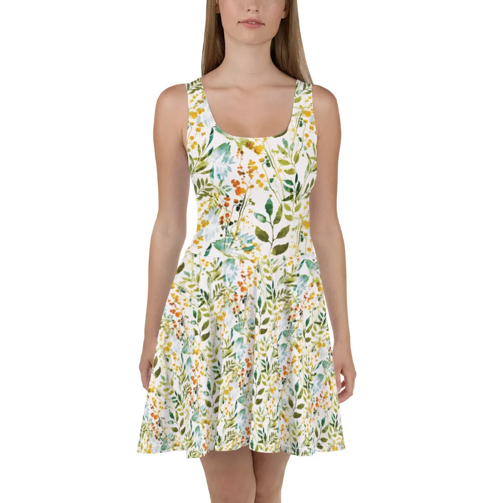 Watercolor Leaves - Skater Dress