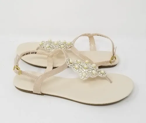 Wedding Sandals with Crystal and Pearl Applique