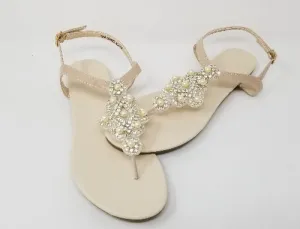 Wedding Sandals with Crystal and Pearl Applique