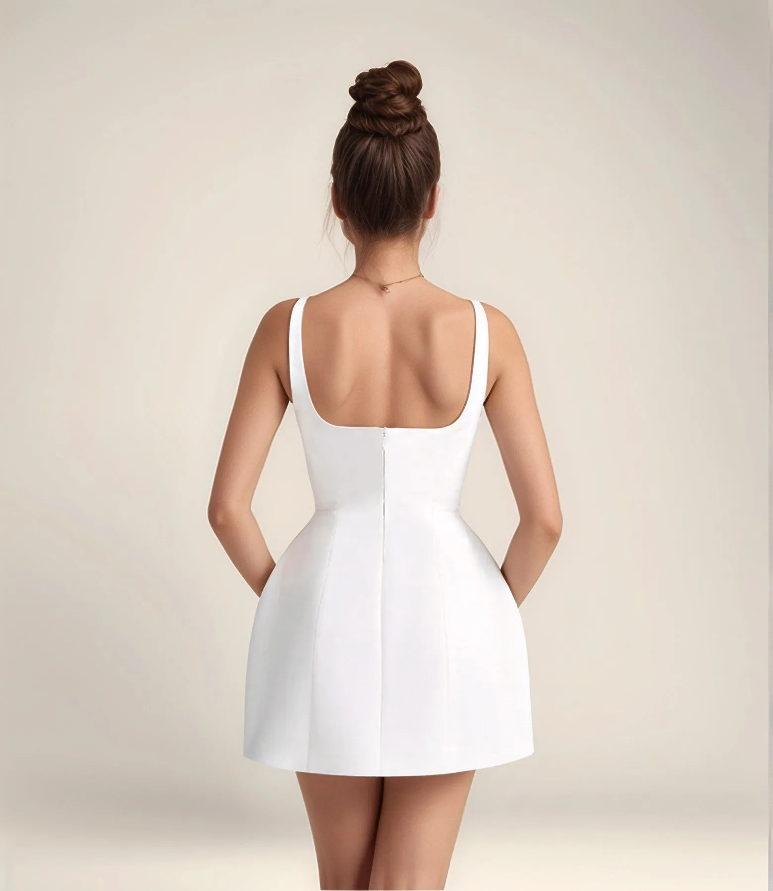 White Mini Fit And Flare Dress