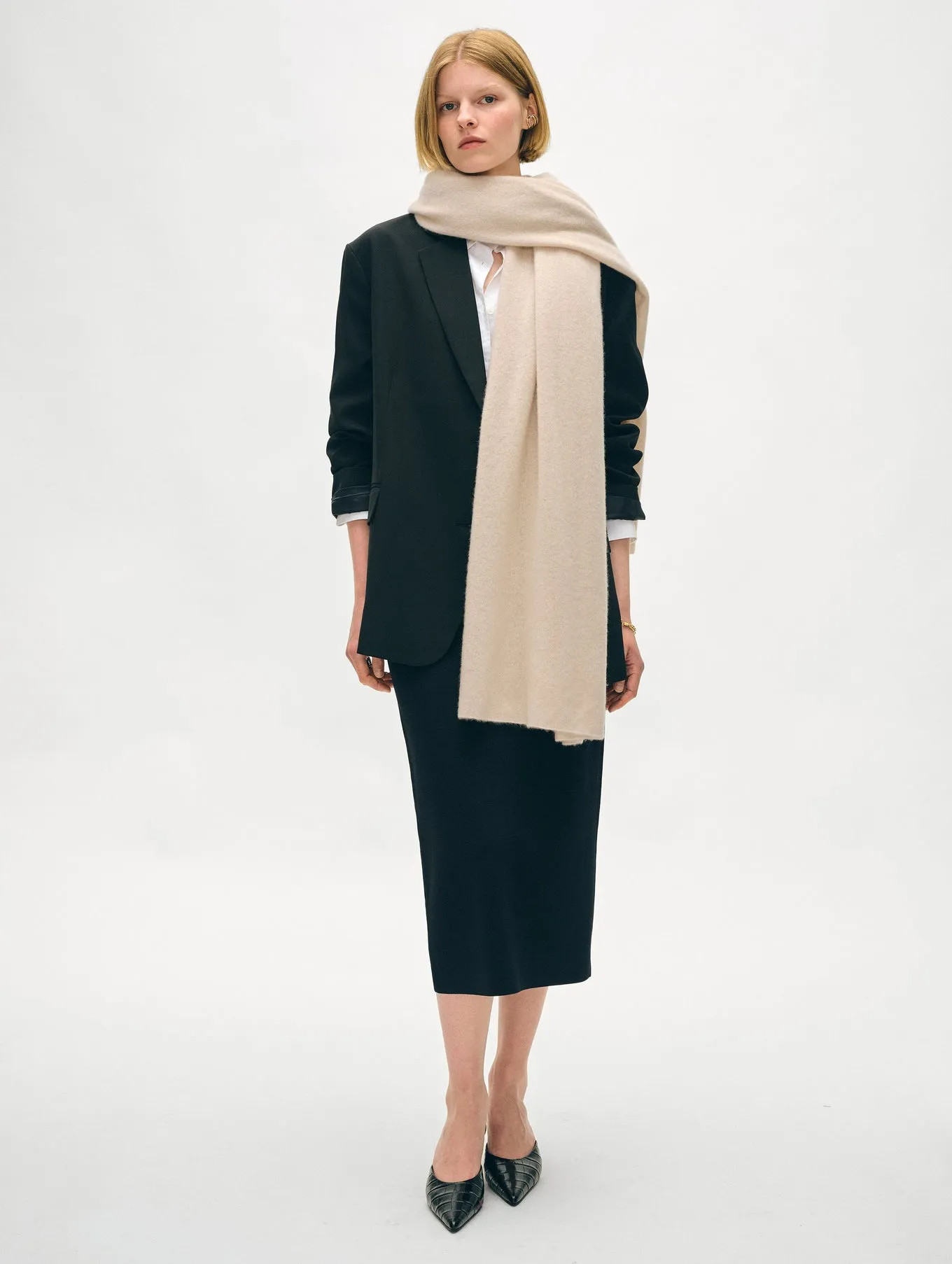 White   Warren - Cashmere Travel Wrap -Natural Heather