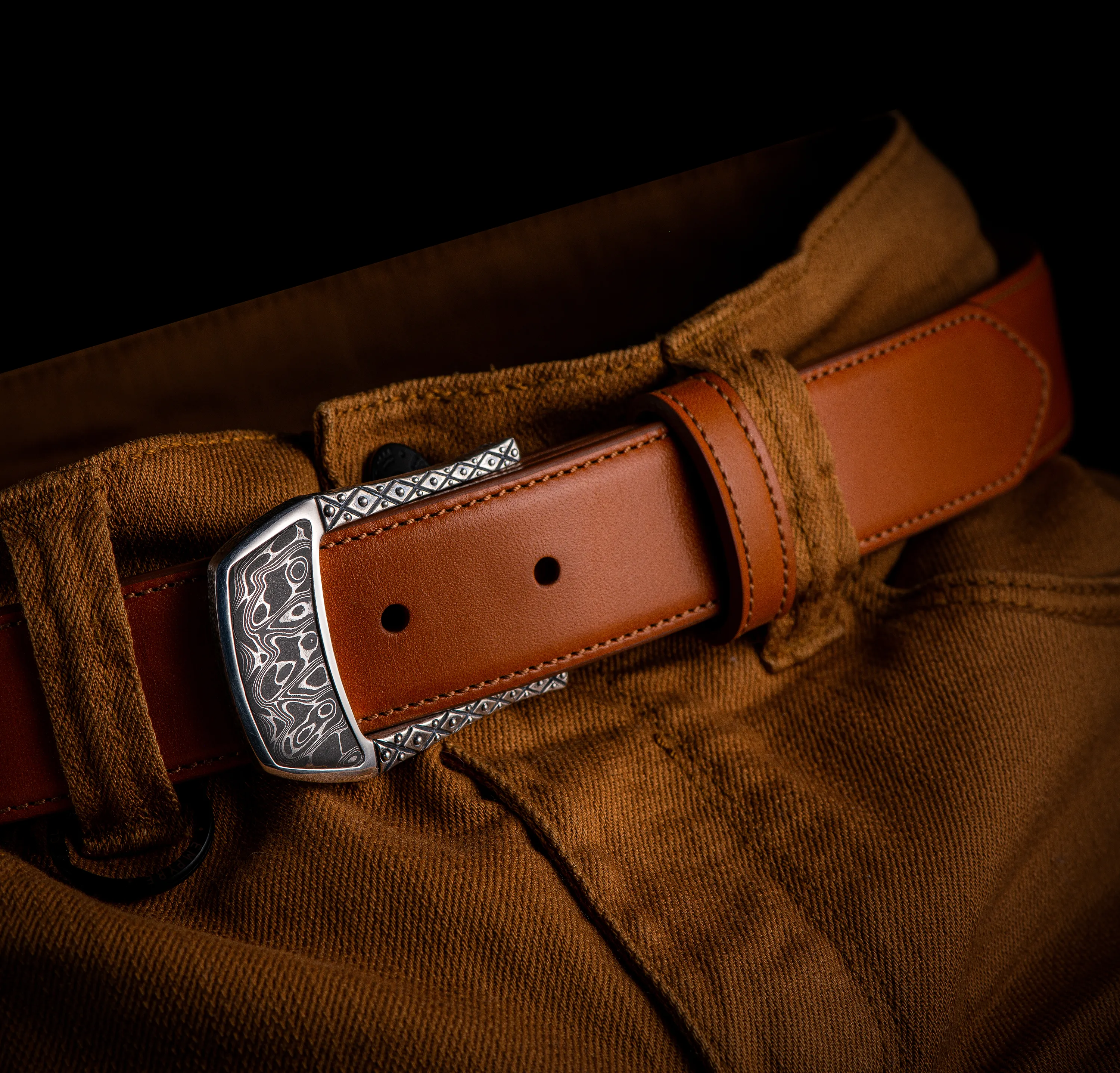 William Henry Damascus Belt Buckle