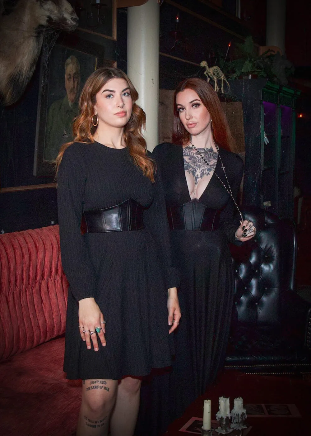 Witchwood Blythe Vegan Leather Corset Sweater Dress Black